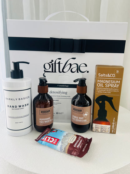 Gift box with mens skincare products | Luxury gift hampers Australia – beautifully curated gourmet hampers, wine gift boxes, and pamper hampers for all budgets. Perfect for birthdays, anniversaries, corporate gifts & special occasions. Gift Bae offers Perth same-day delivery & Australia-wide shipping. Shop the best gift hampers online today!