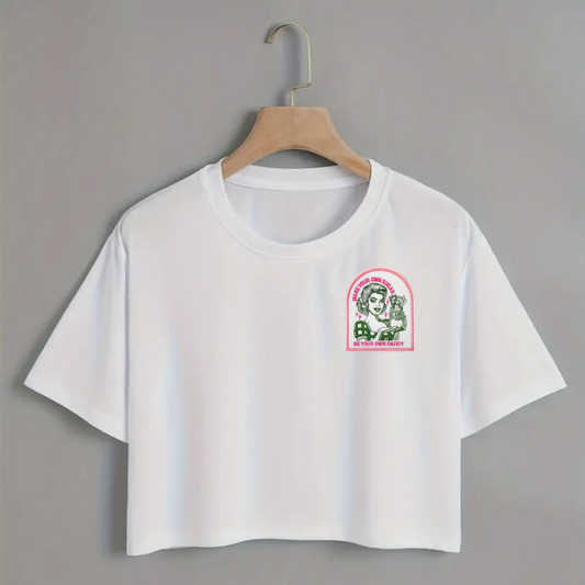 Women's Crew Neck Crop Top - BYOD Embroidered