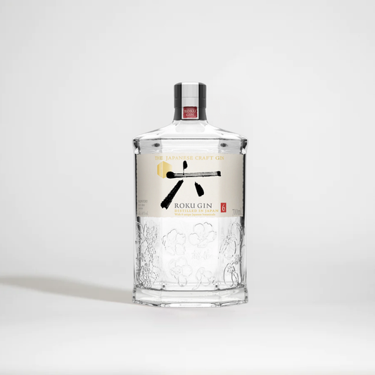 Bottle of Roku Gin on a white background